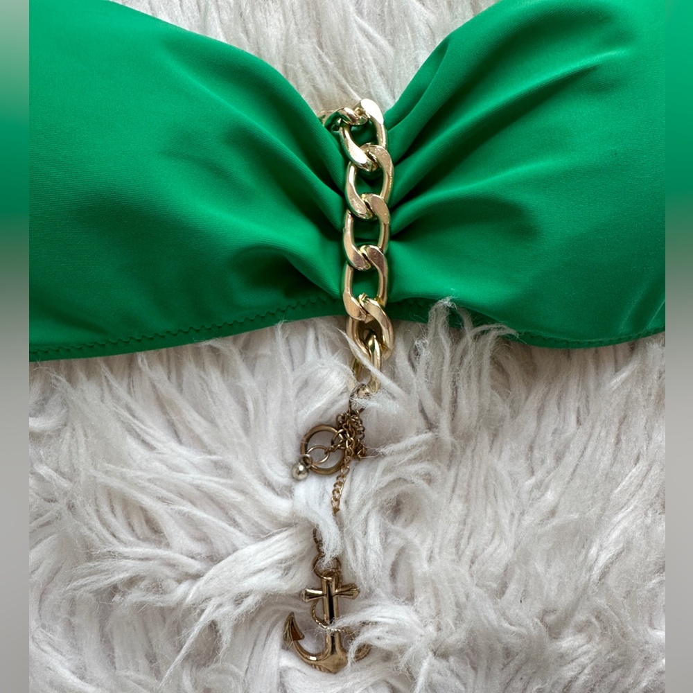 Emerald green bikini. Gold accents. Size Large runs small. New without tags. - Picture 9 of 13